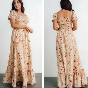 Baltic Born Cream Floral Puff Sleeve Maxi Dress